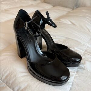 Madden Girl Black Patent Block Heel Mary Janes